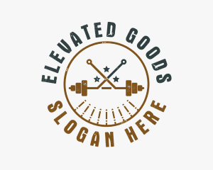 Hipster Workout Barbell logo design