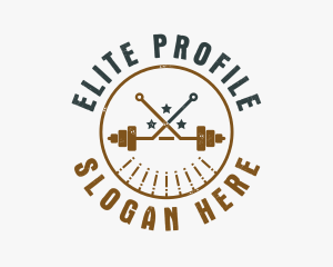 Hipster Workout Barbell logo design