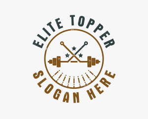 Hipster Workout Barbell logo design