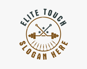 Hipster Workout Barbell logo design