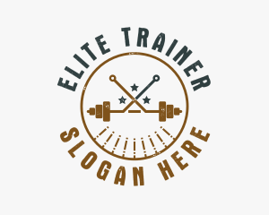 Hipster Workout Barbell logo design