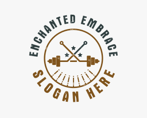 Hipster Workout Barbell logo design