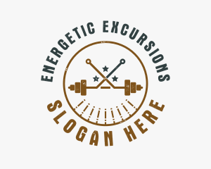 Hipster Workout Barbell logo design