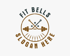 Hipster Workout Barbell logo design