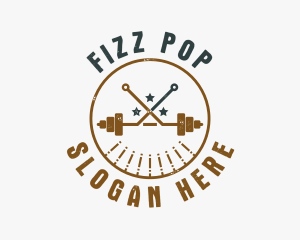 Hipster Workout Barbell logo design