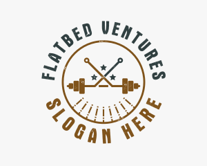 Hipster Workout Barbell logo design