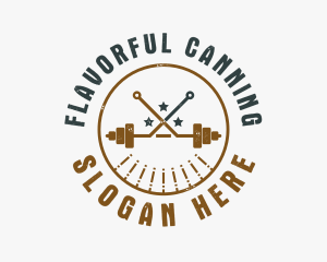 Hipster Workout Barbell logo design