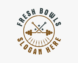 Hipster Workout Barbell logo design