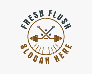 Hipster Workout Barbell logo design