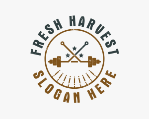 Hipster Workout Barbell logo design