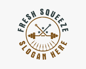 Hipster Workout Barbell logo design