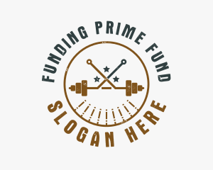 Hipster Workout Barbell logo design