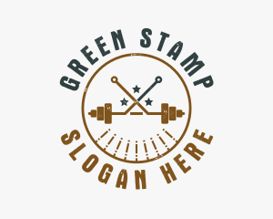 Hipster Workout Barbell logo design