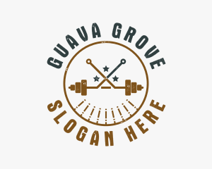 Hipster Workout Barbell logo design