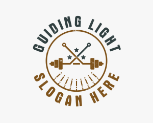 Hipster Workout Barbell logo design