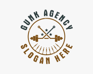 Hipster Workout Barbell logo design