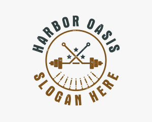 Hipster Workout Barbell logo design