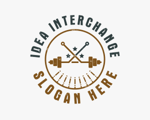 Hipster Workout Barbell logo design