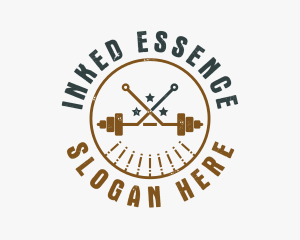 Hipster Workout Barbell logo design