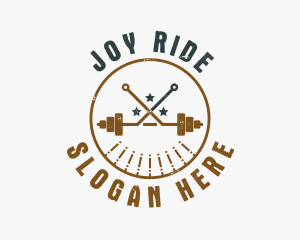 Hipster Workout Barbell logo design