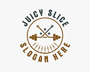 Hipster Workout Barbell logo design