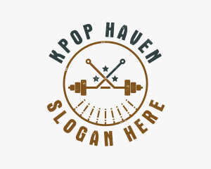 Hipster Workout Barbell logo design