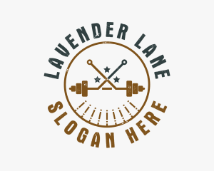 Hipster Workout Barbell logo design