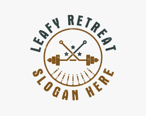 Hipster Workout Barbell logo design