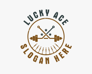 Hipster Workout Barbell logo design