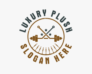 Hipster Workout Barbell logo design