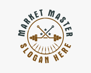 Hipster Workout Barbell logo design