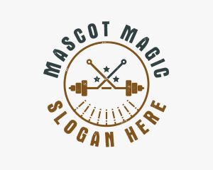 Hipster Workout Barbell logo design