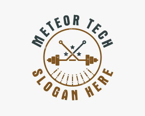 Hipster Workout Barbell logo design