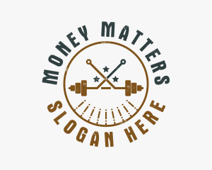 Hipster Workout Barbell logo design