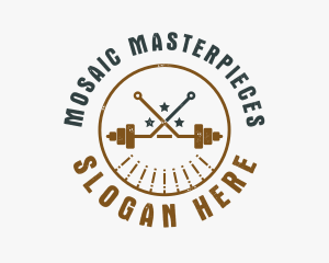 Hipster Workout Barbell logo design