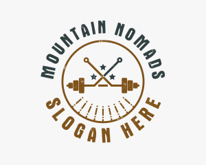 Hipster Workout Barbell logo design