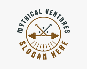 Hipster Workout Barbell logo design