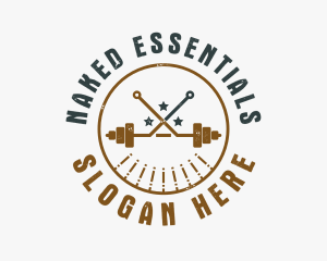 Hipster Workout Barbell logo design