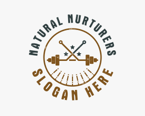 Hipster Workout Barbell logo design