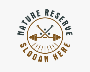 Hipster Workout Barbell logo design