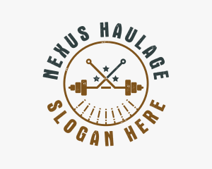 Hipster Workout Barbell logo design