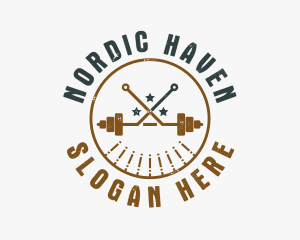 Hipster Workout Barbell logo design