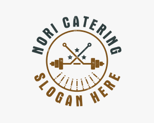 Hipster Workout Barbell logo design