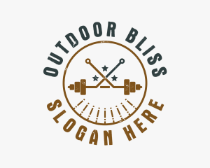 Hipster Workout Barbell logo design