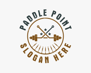 Hipster Workout Barbell logo design