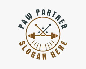 Hipster Workout Barbell logo design