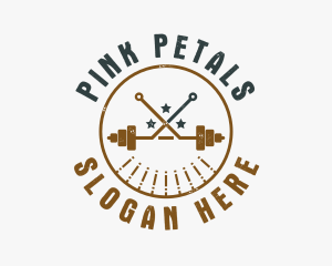 Hipster Workout Barbell logo design