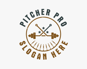 Hipster Workout Barbell logo design