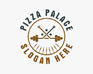 Hipster Workout Barbell logo design