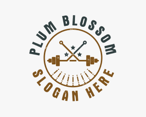 Hipster Workout Barbell logo design